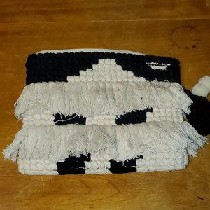 Sondra Roberts Squared woven fringe clutch